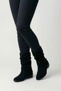 Women's Black Retro Suede Ankle Boots