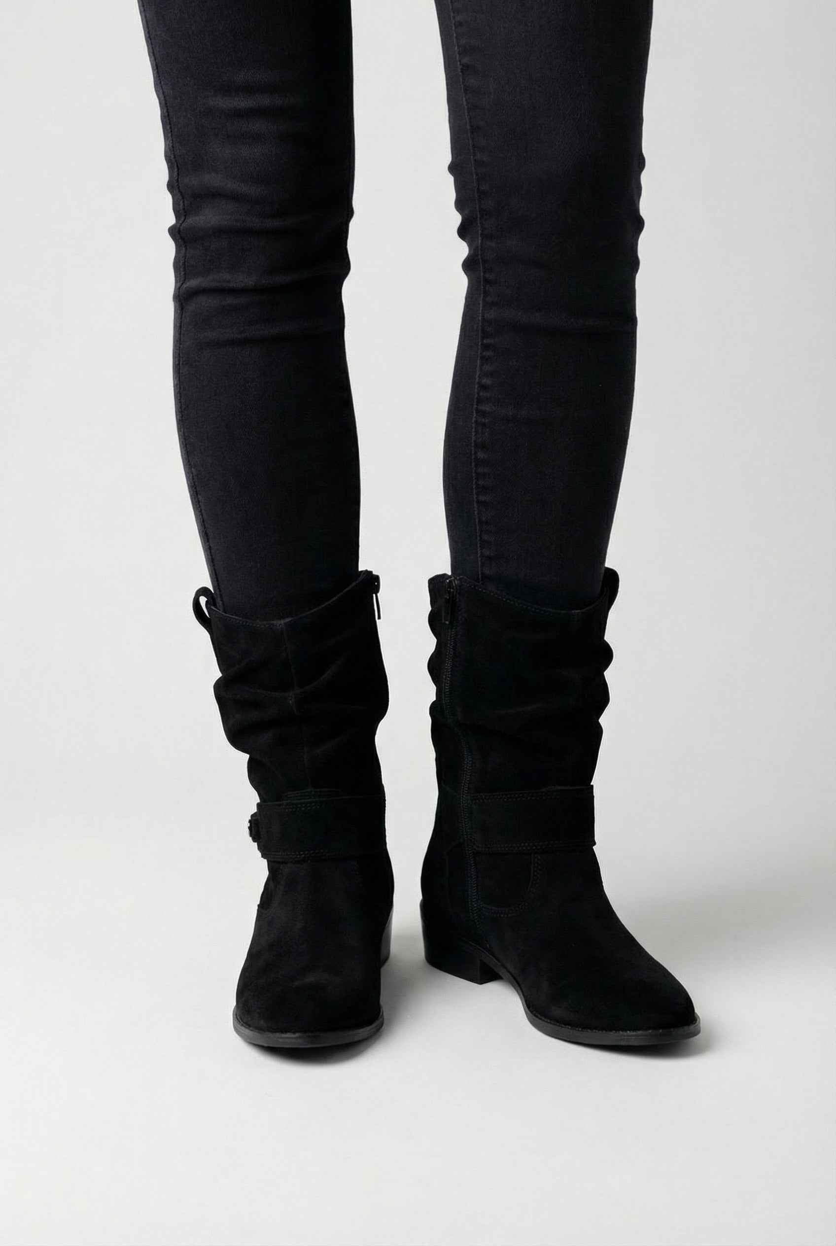 Dames Donkerbruin Retro Suede Enkellaarsjes