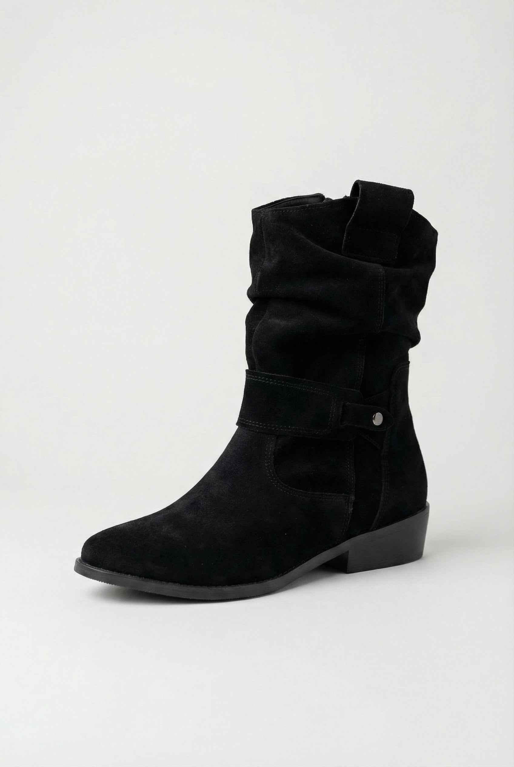 Dames Donkerbruin Retro Suede Enkellaarsjes