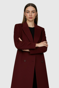 Women's Slim-Fit Burgundy Coat