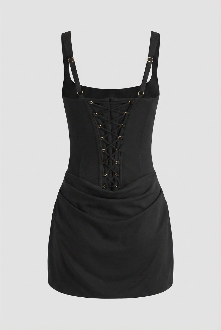 Women's Black Hourglass Mini Dress - Snatched Fit, Size Small for Summer Parties
