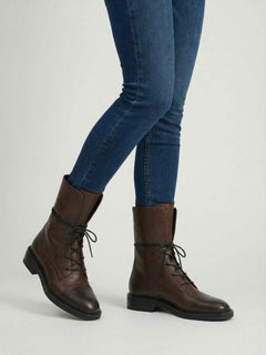 Dark Brown Lace-Up Boots for Women