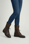 Dark Brown Lace-Up Boots for Women