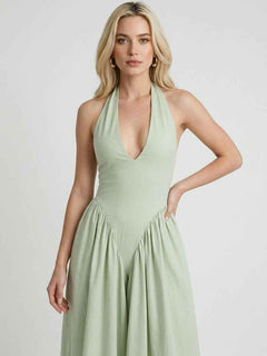 Women's Green Sculpted Midi Dress - Elegant & Flattering for Special Occasions