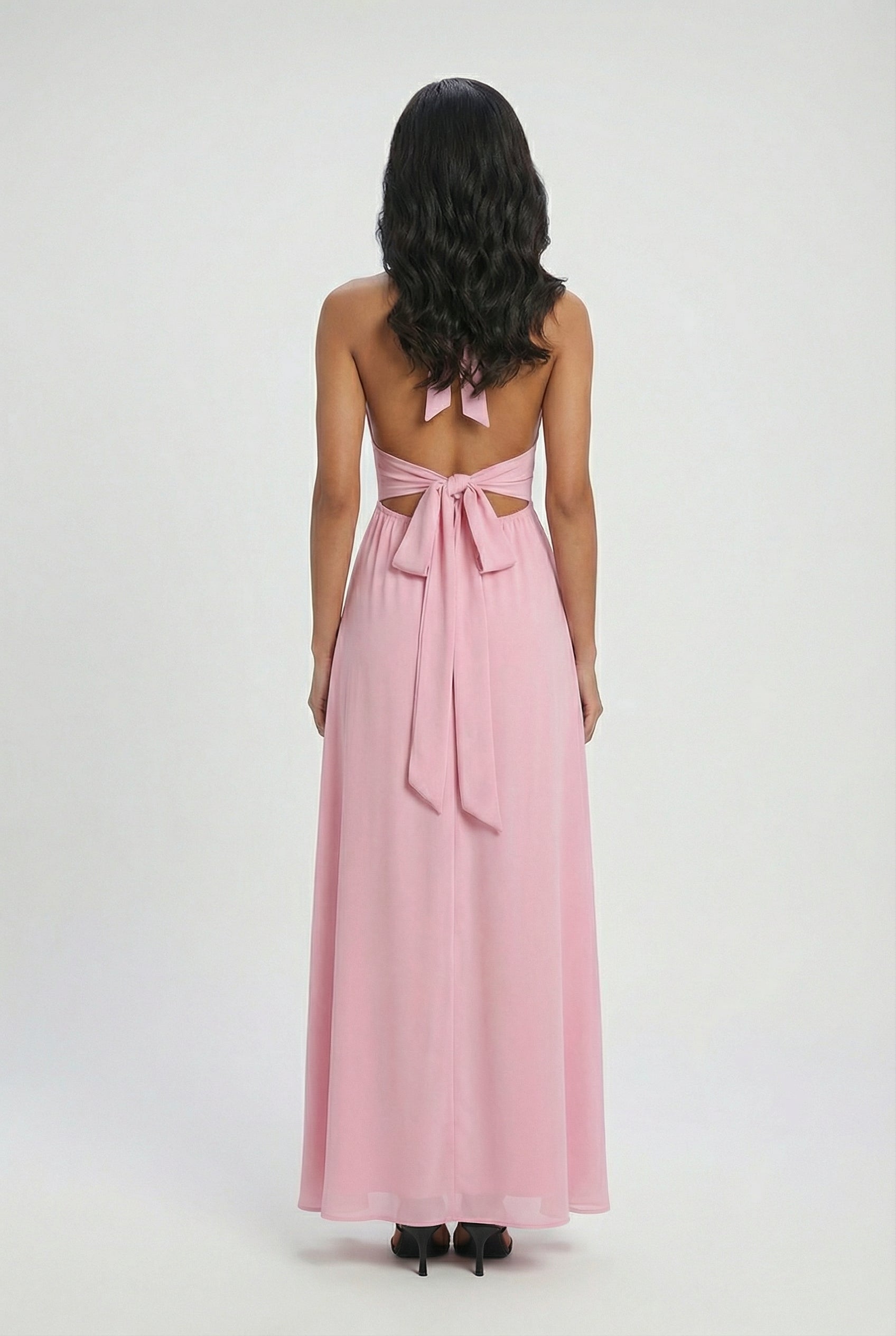 Pink Halter Maxi Dress for Women