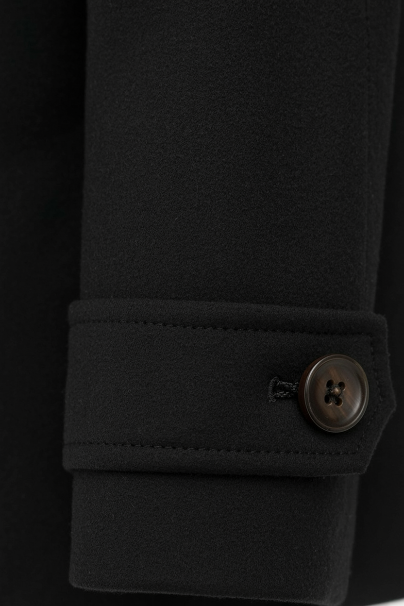 Elegante Halflange Zwarte Winterjas