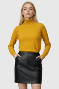 Yellow Fleece Lined Thermal Turtleneck Sweater