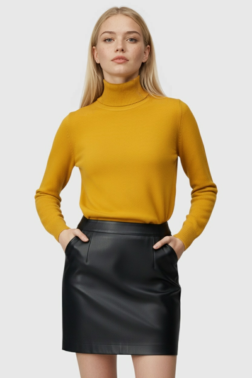 Geel Fleece Gevoerde Thermische Coltrui