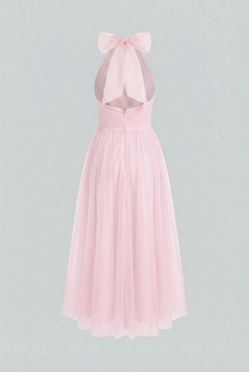 Blush Pink Halter Midi Dress