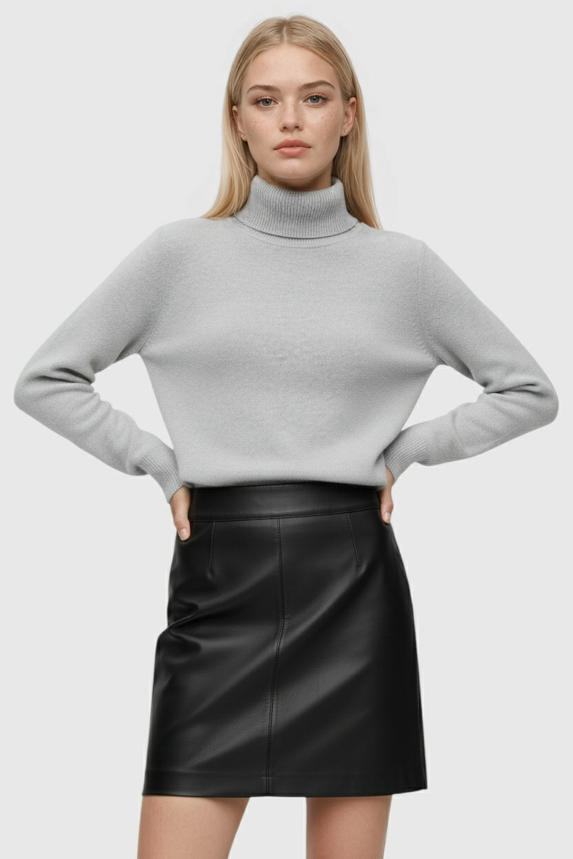 Grijs Fleece Gevoerde Thermische Coltrui