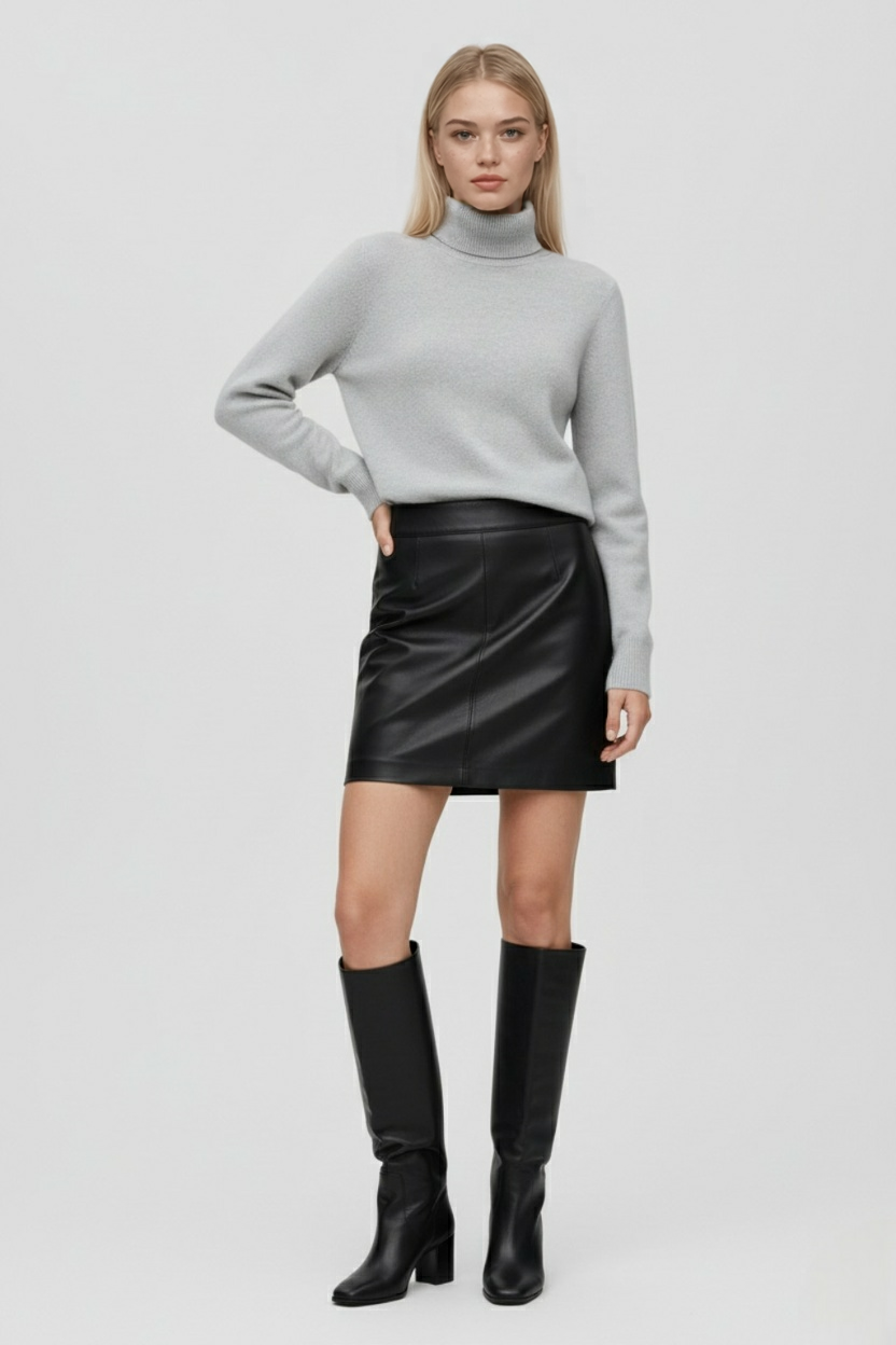 Grijs Fleece Gevoerde Thermische Coltrui