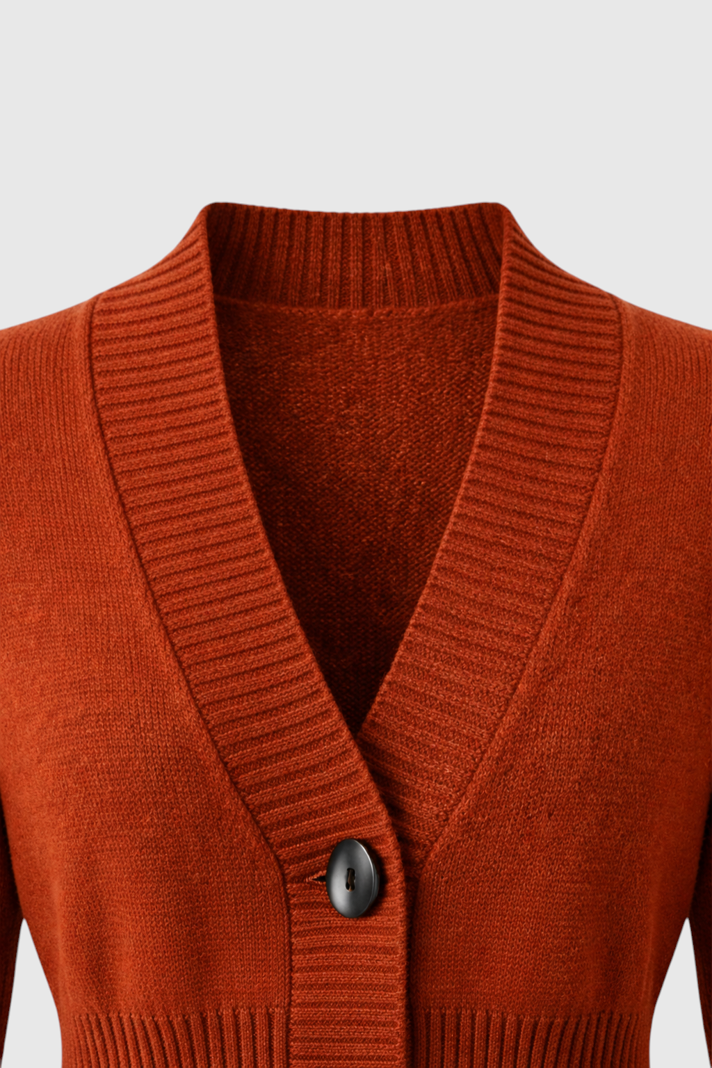 Women's Slim Brown V-Neck Cardigan