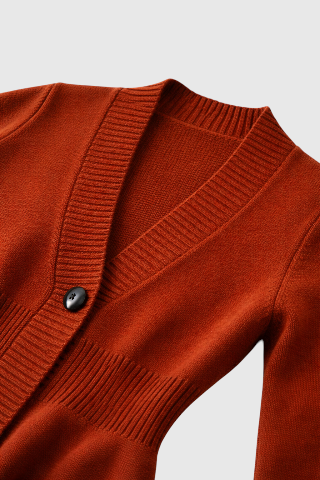 Women's Slim Brown V-Neck Cardigan