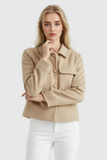 Casual kurtka z klapami - Khaki