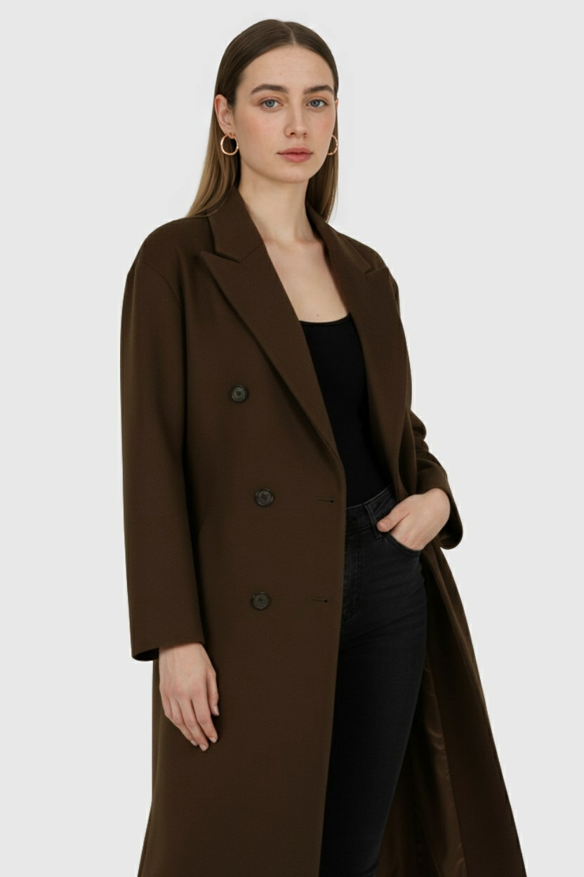 Lange Bruin Dames Jas Winter