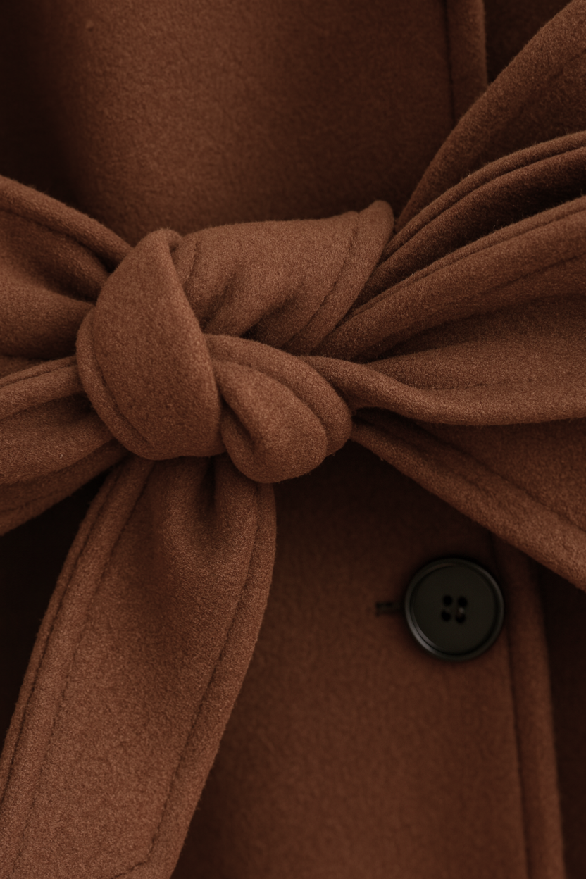 Lange Bruine Damesjas met Riem