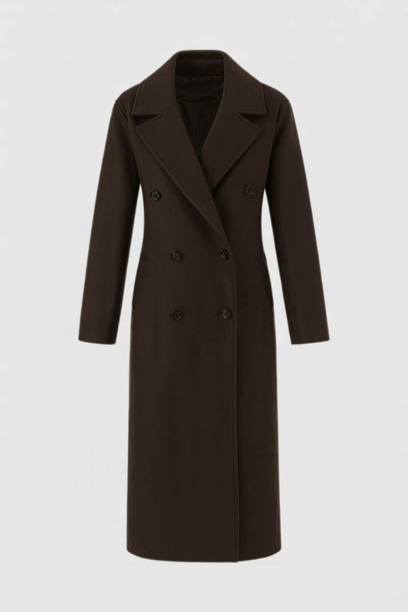 Lange Dames Donkerbruin Jas