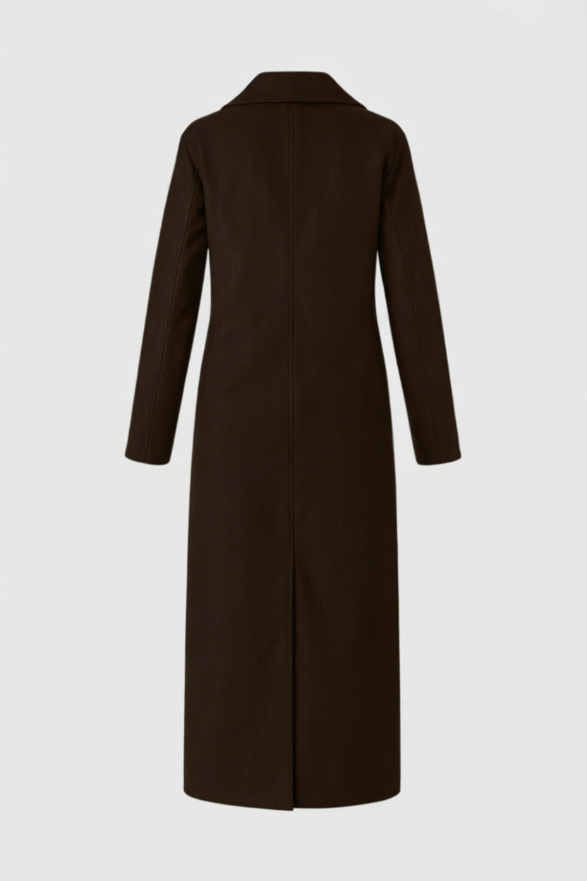 Lange Dames Donkerbruin Jas