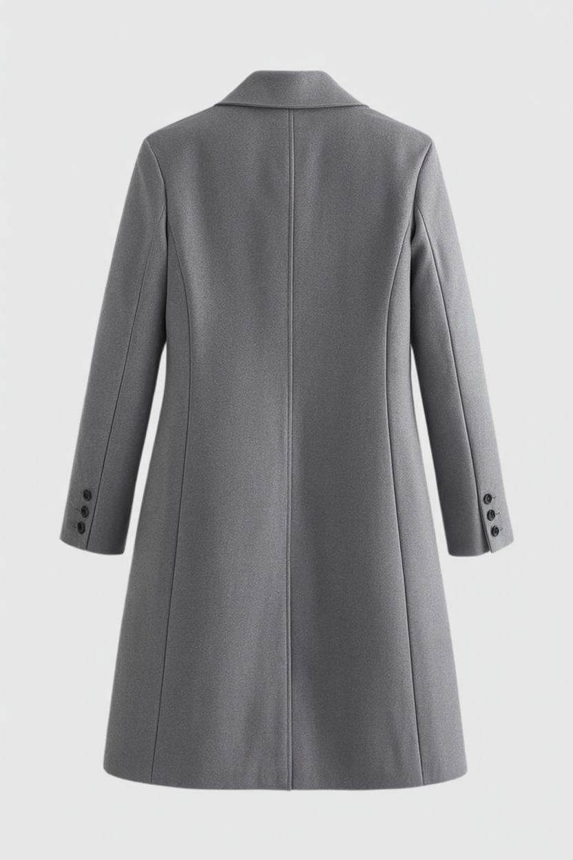 Lange Dames Grijs Jas met Chic Revers