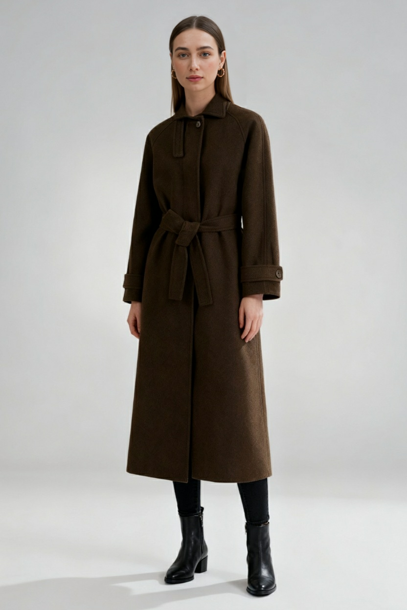 Lange Dames Jas Winter in Bruin