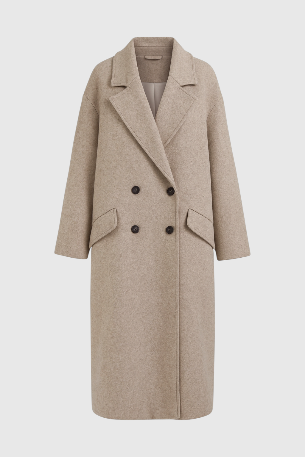 Lange Wollen Khaki Jas voor Dames