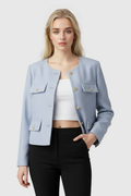 Kurtka damska jasnoniebieska krótka zimowa