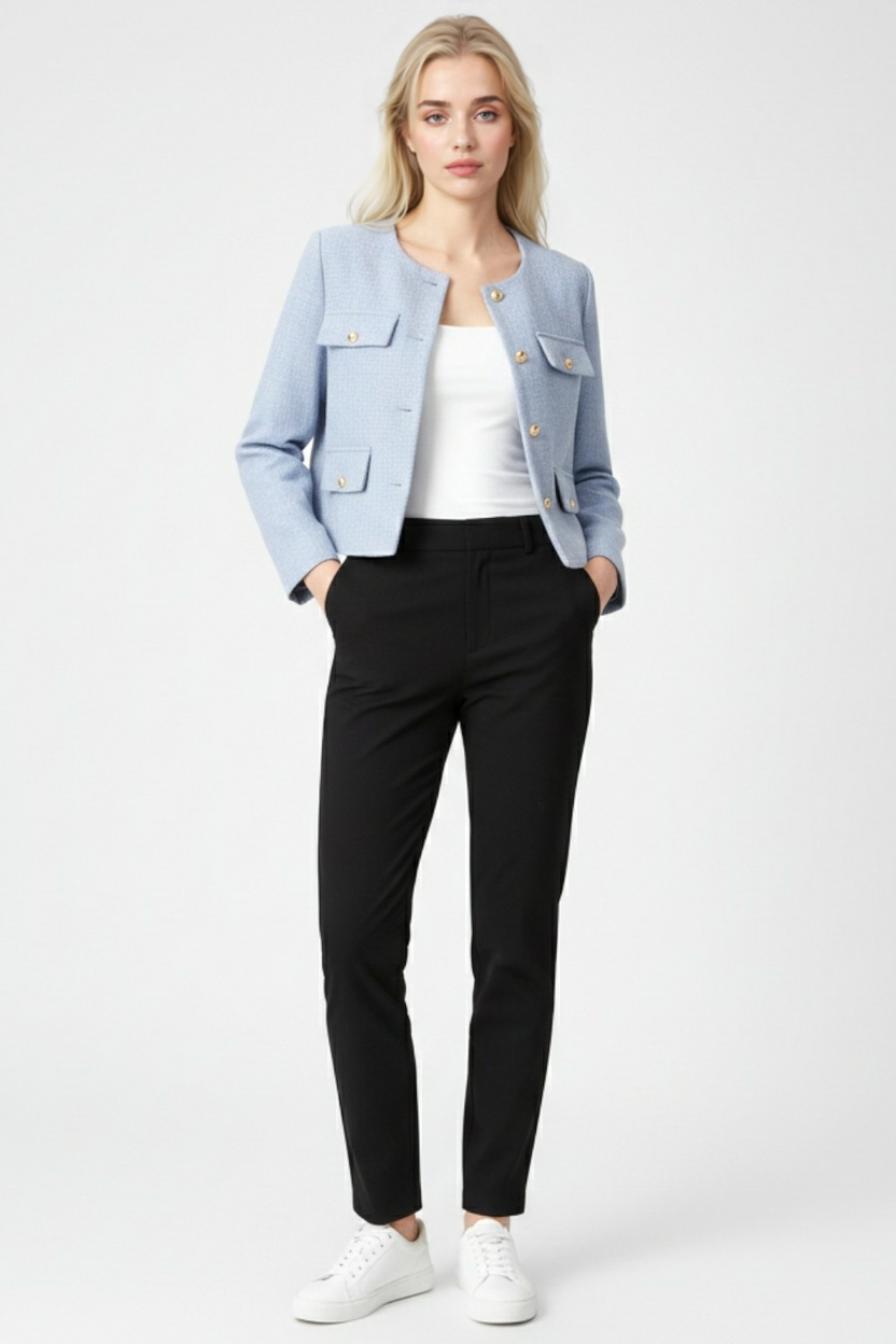 Lichtblauw Wintershortjack voor Dames