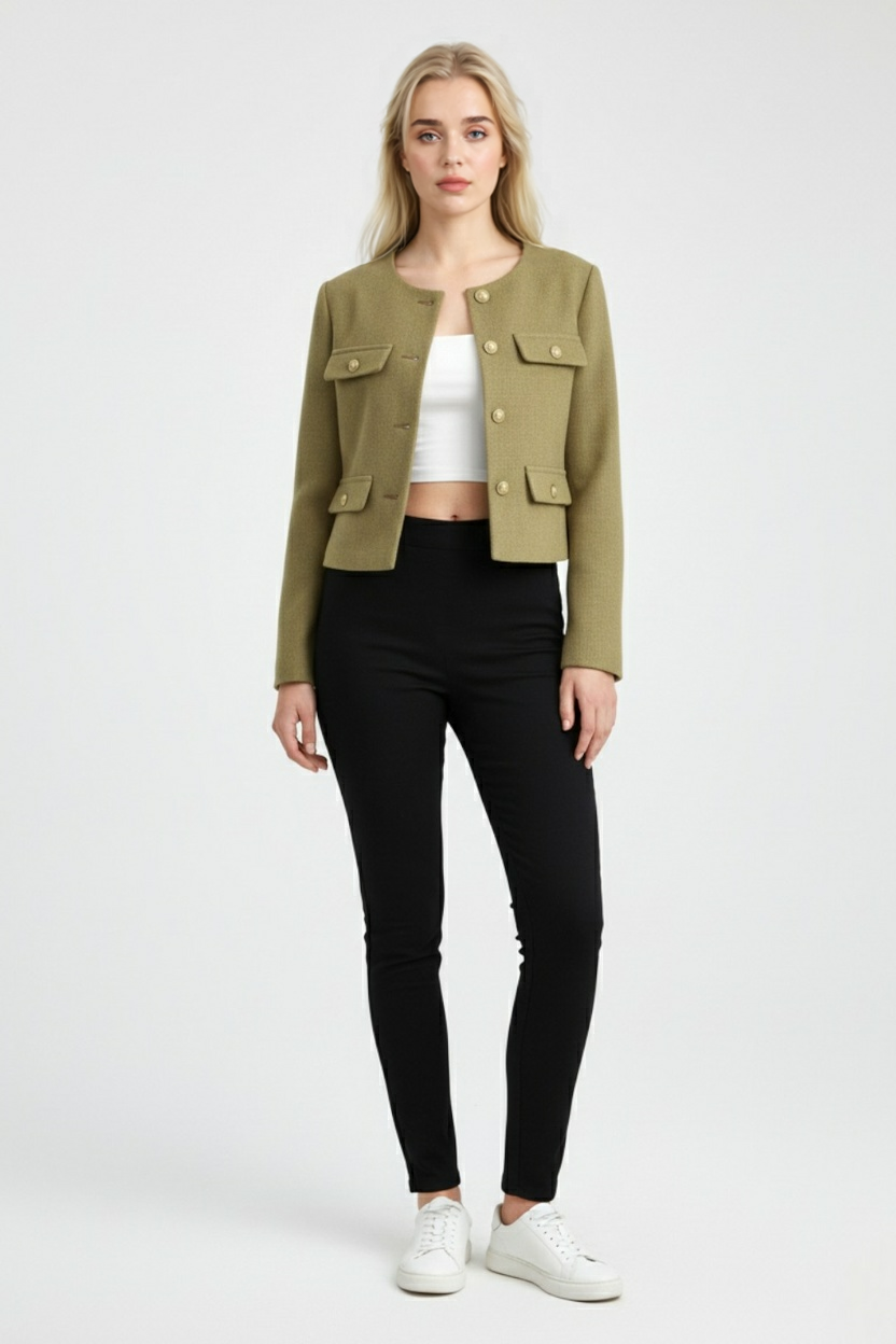 Olijfgroen Wintershortjack voor Dames