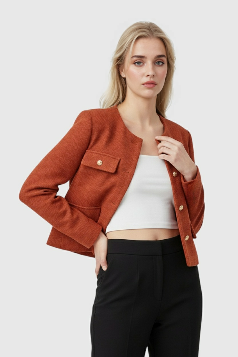 Oranje-rood Wintershortjack voor Dames