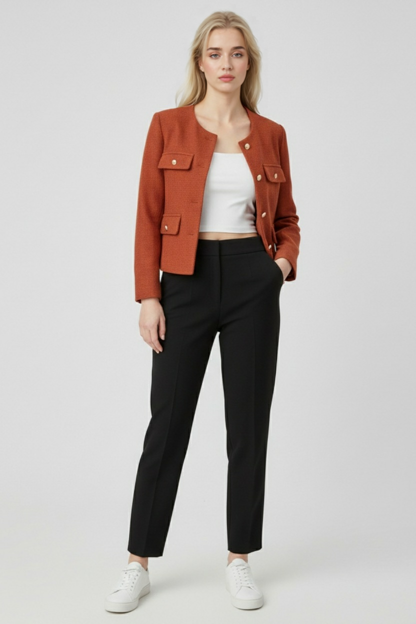 Oranje-rood Wintershortjack voor Dames