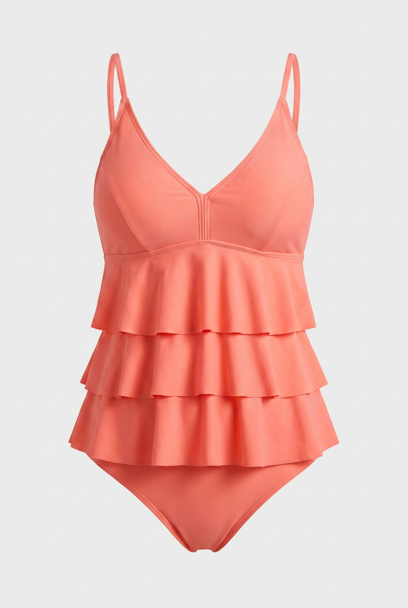 Pink Ruffle Bikini Set - Elegant Two Piece Swimsuit