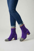 Purple Retro-Style Women's Mid-Calf Boots