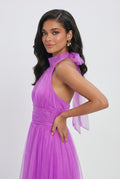 Purple Halter Midi Dress