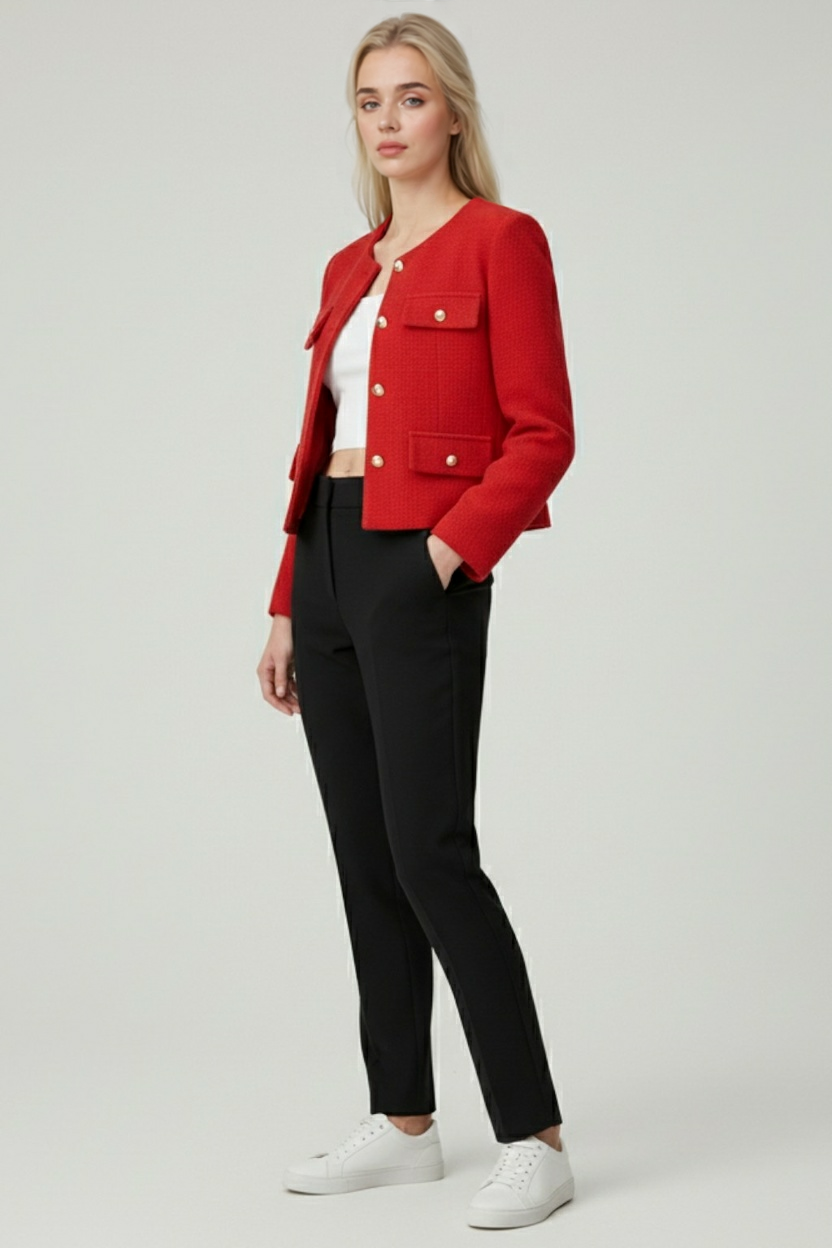 Rood Wintershortjack voor Dames