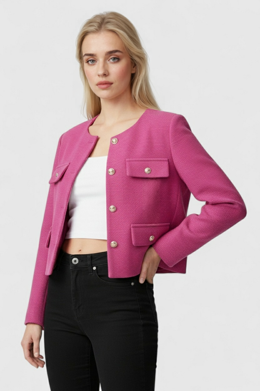 Roze Rood Wintershortjack voor Dames