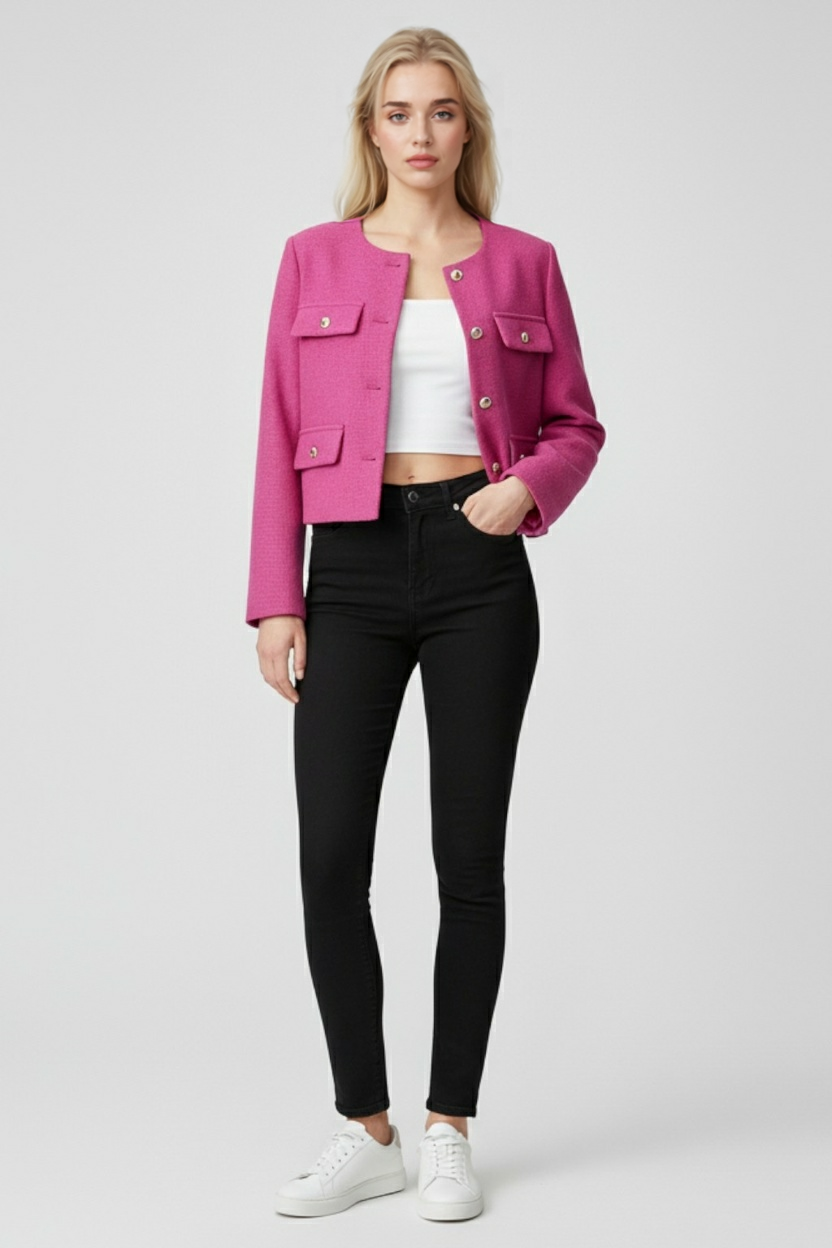 Roze Rood Wintershortjack voor Dames