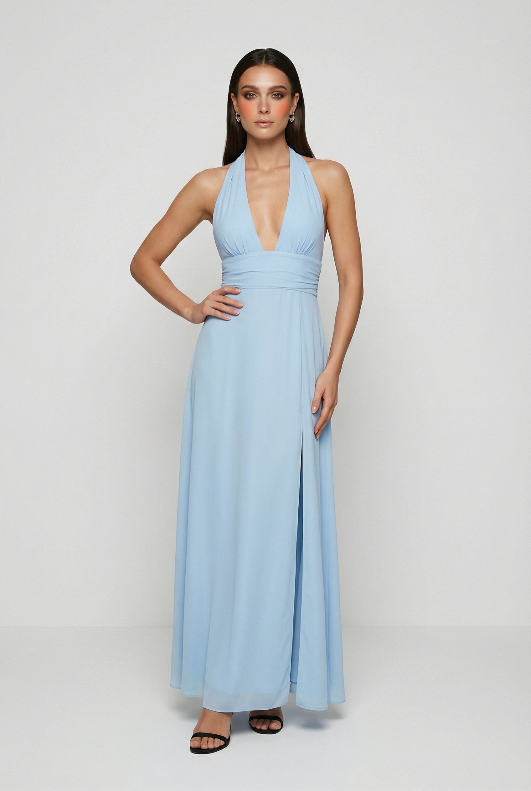 Blue Backless Maxi Dress - Maxi Dresses