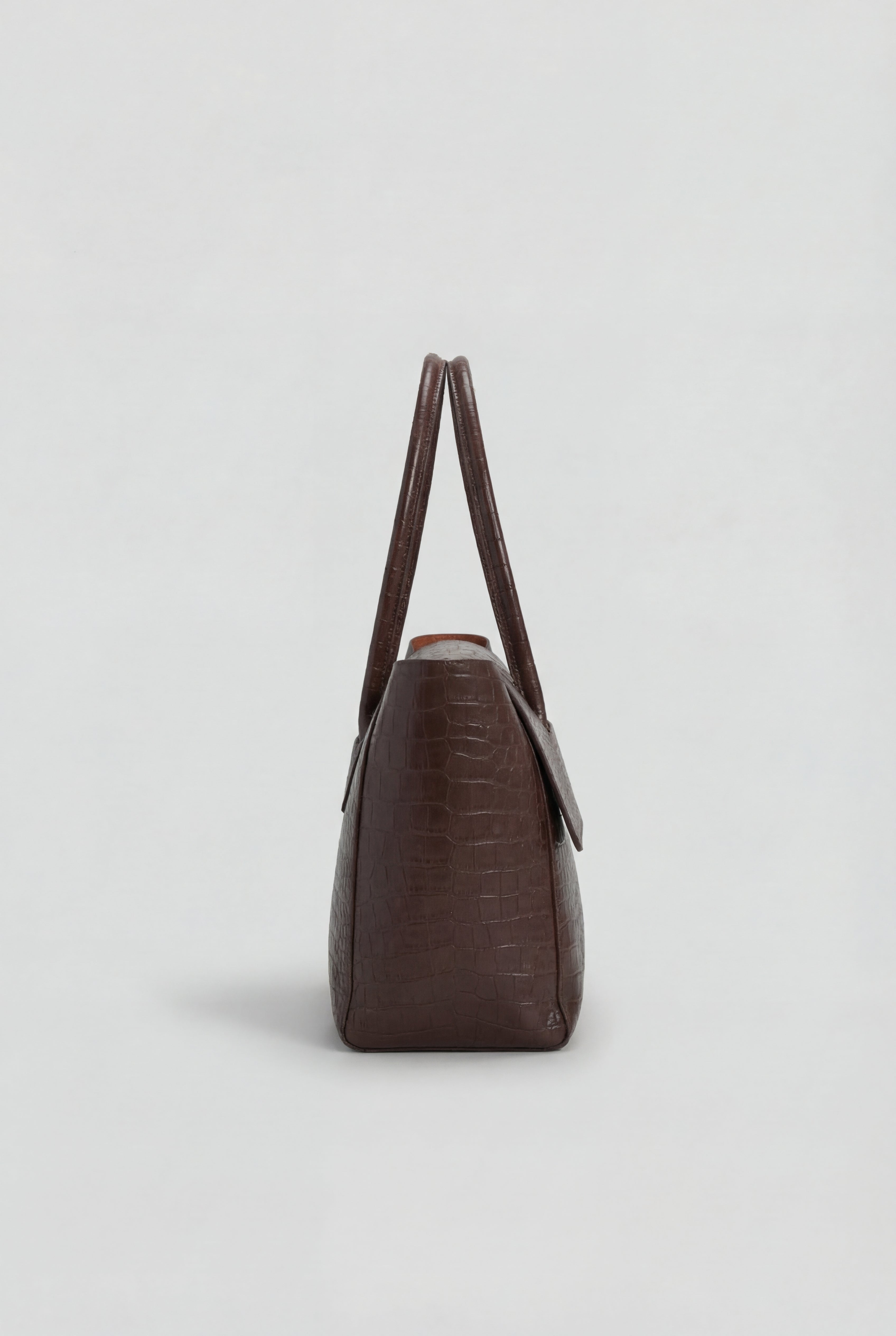 Women's Black Crocodile Pattern Handbag, Roomy &