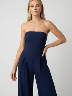 Strapless Jumpsuit with Wide-Leg - Modern Class in Dark Blue