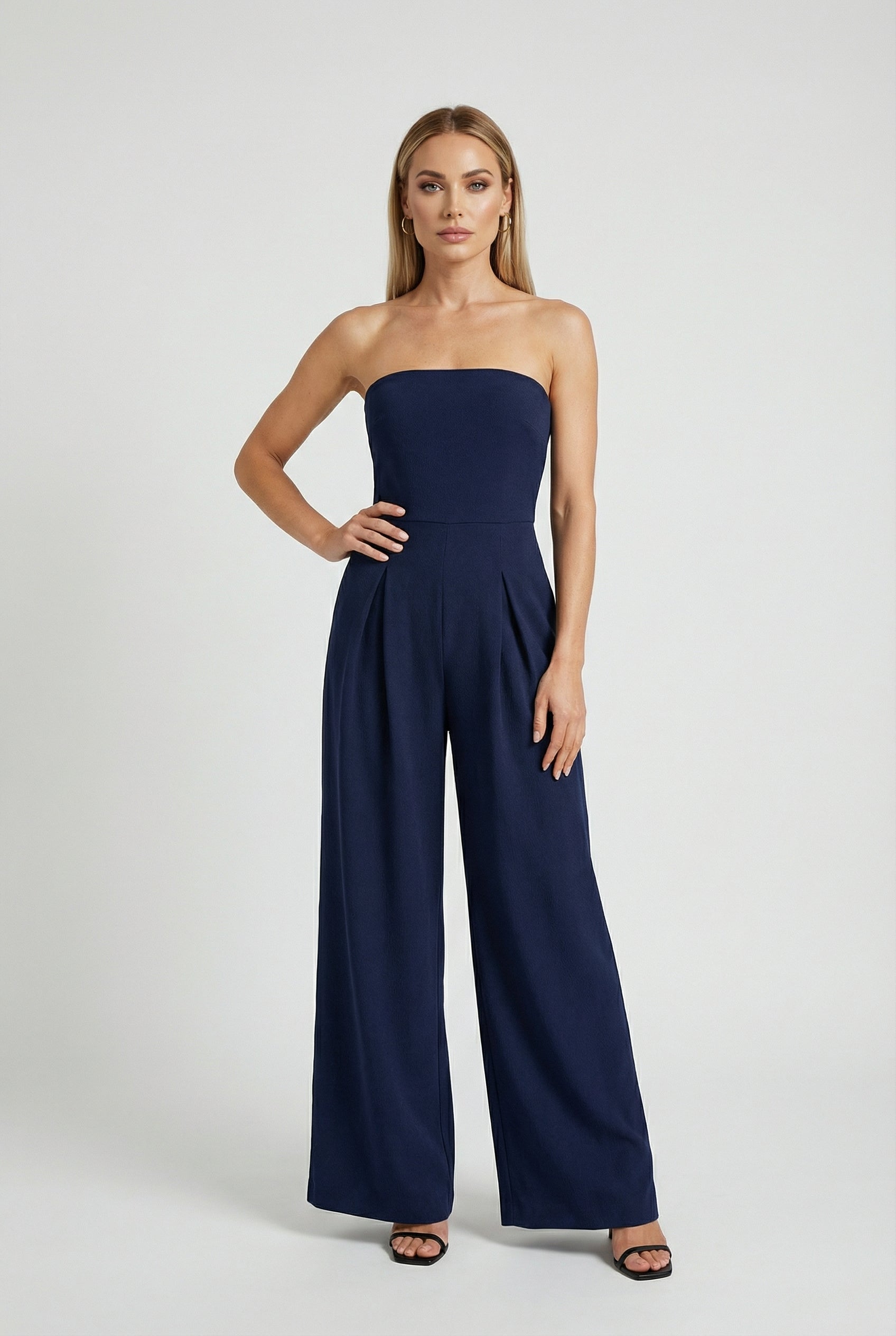 Strapless Jumpsuit with Wide-Leg - Modern Class in Dark Blue