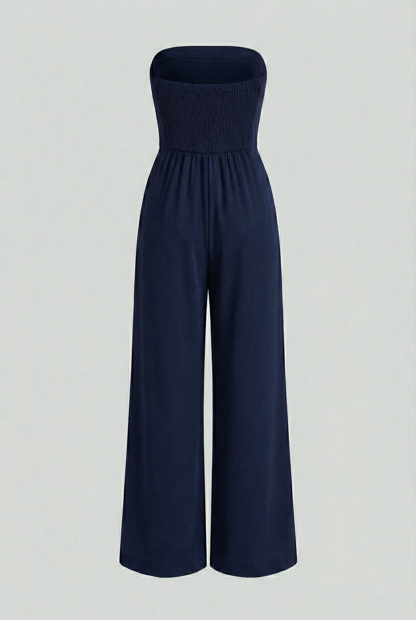 Strapless Jumpsuit with Wide-Leg - Modern Class in Dark Blue