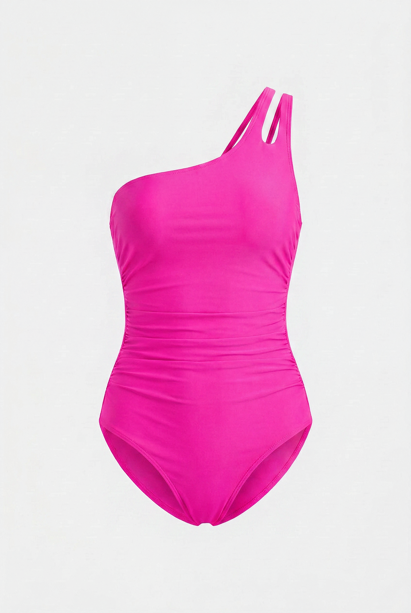 Vibrant Fuchsia Slimming One-Piece – Bold Pink Asymmetrical Swimsuit