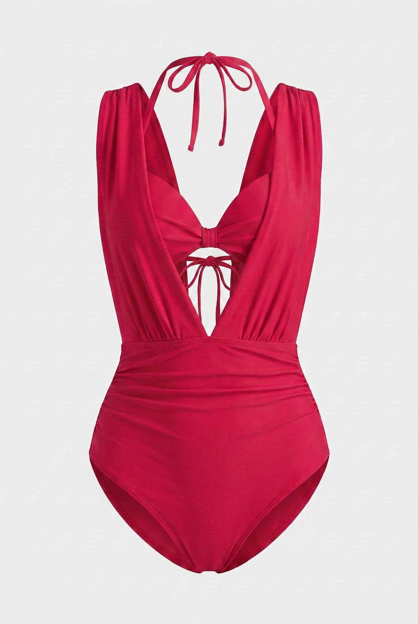 Vibrant Pink Shaping One-Piece – Bold Cutout Underwire Swimsuit