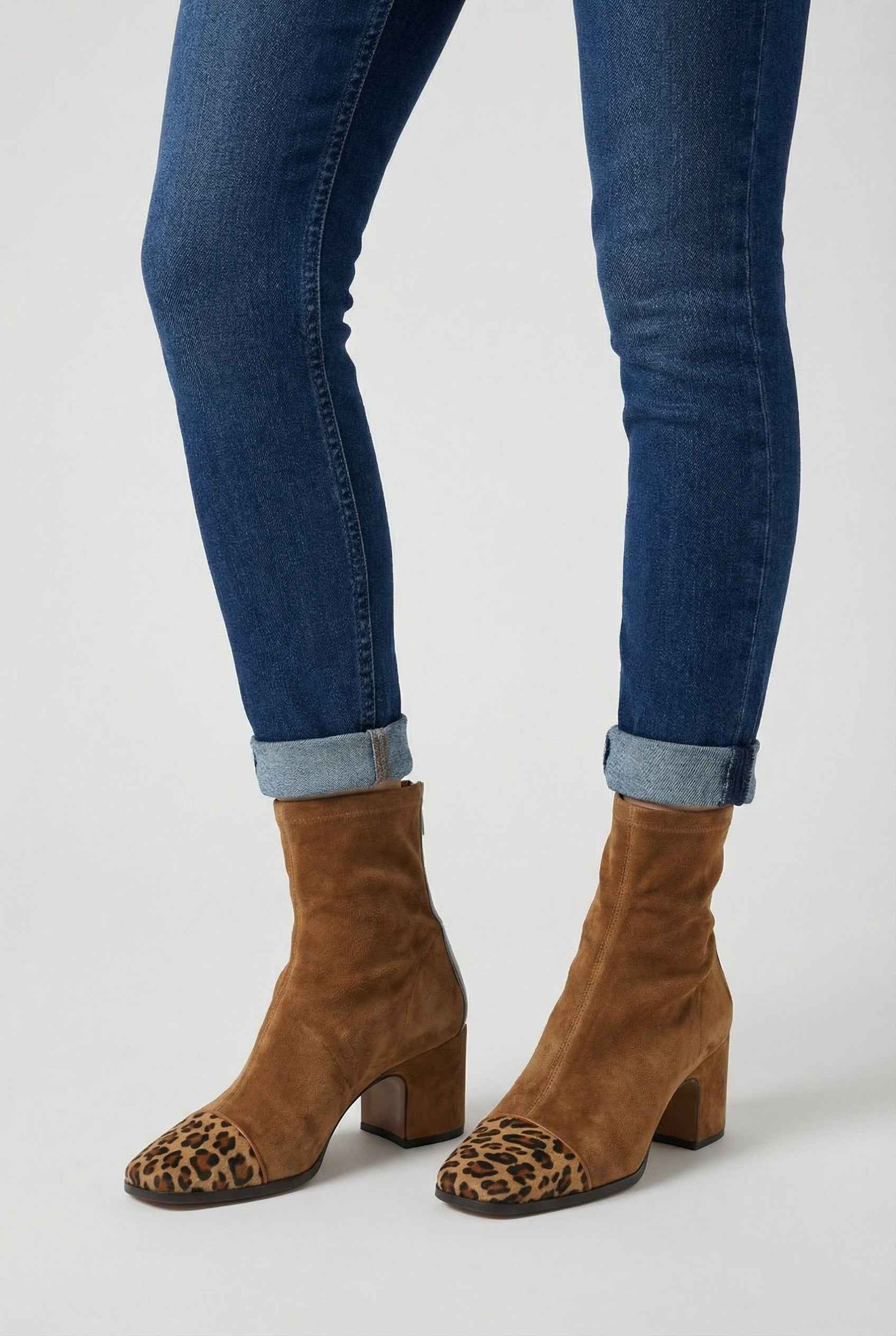 Red Retro Mid-Calf Boots for Women with Statement Heel