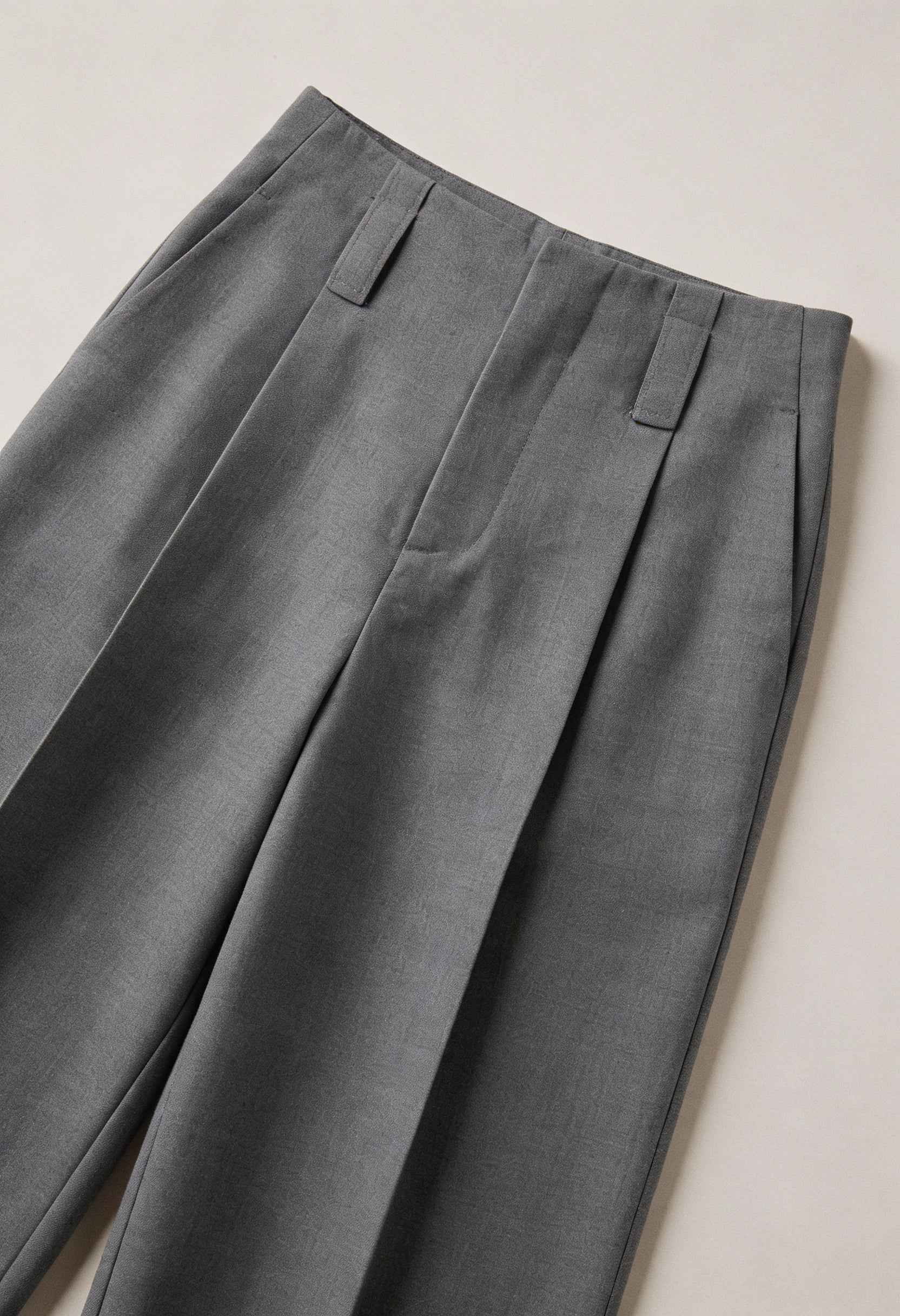 Vrouwen Hoge Taille Grijs Geplooide Broek