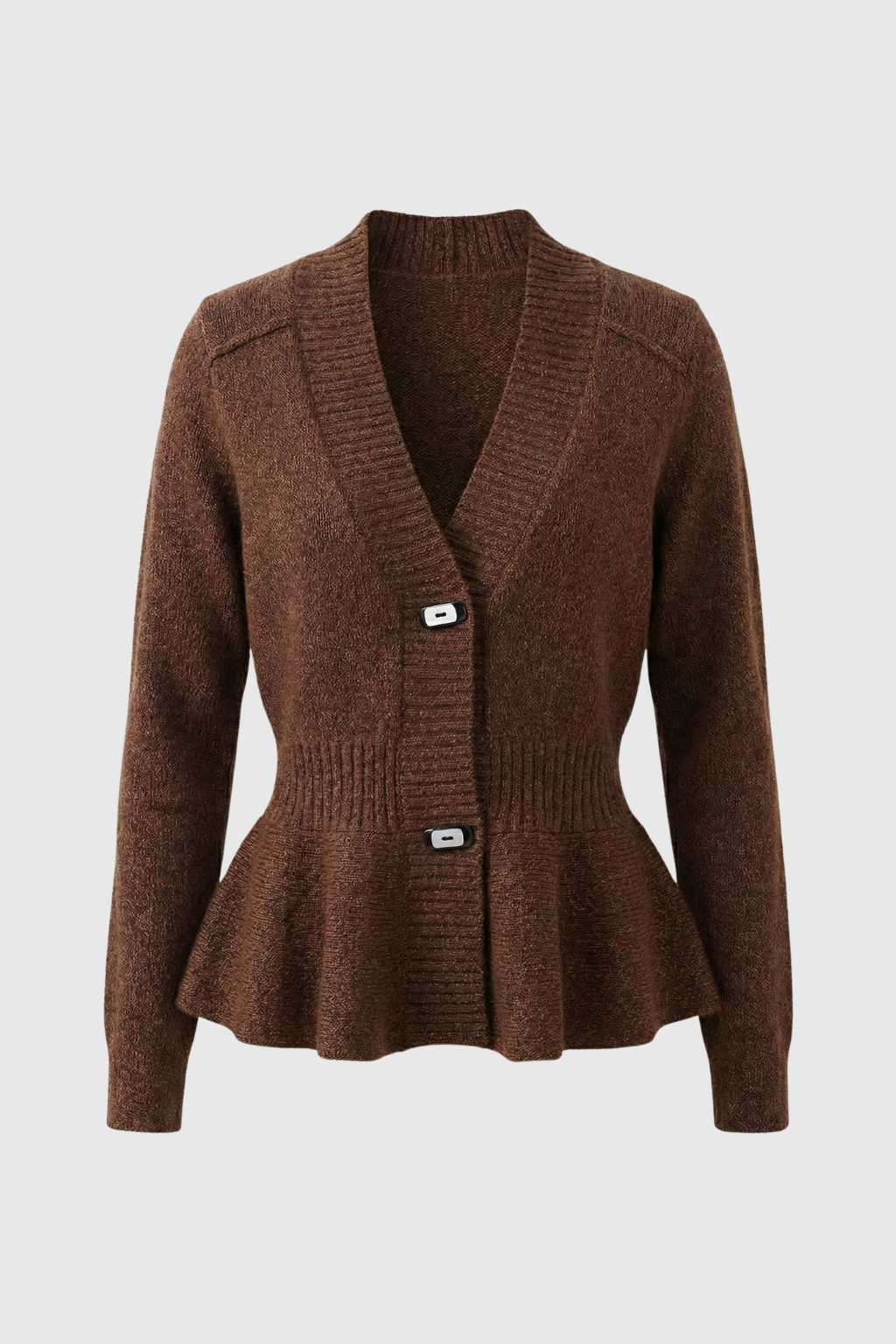 Women's Slim Brown V-Neck Cardigan