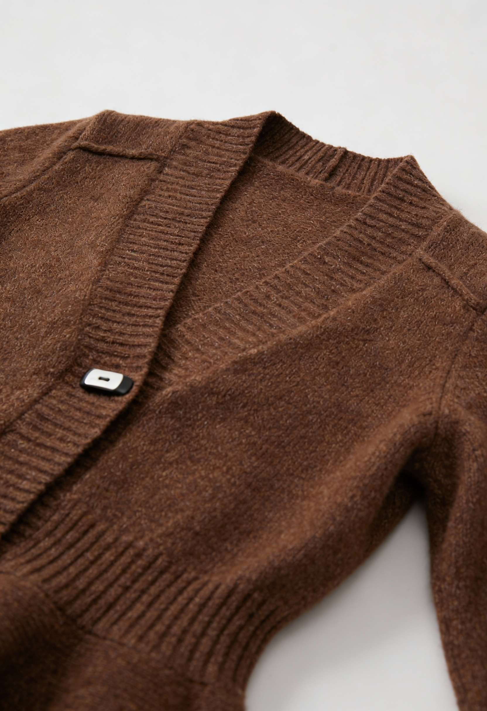 Women's Slim Brown V-Neck Cardigan