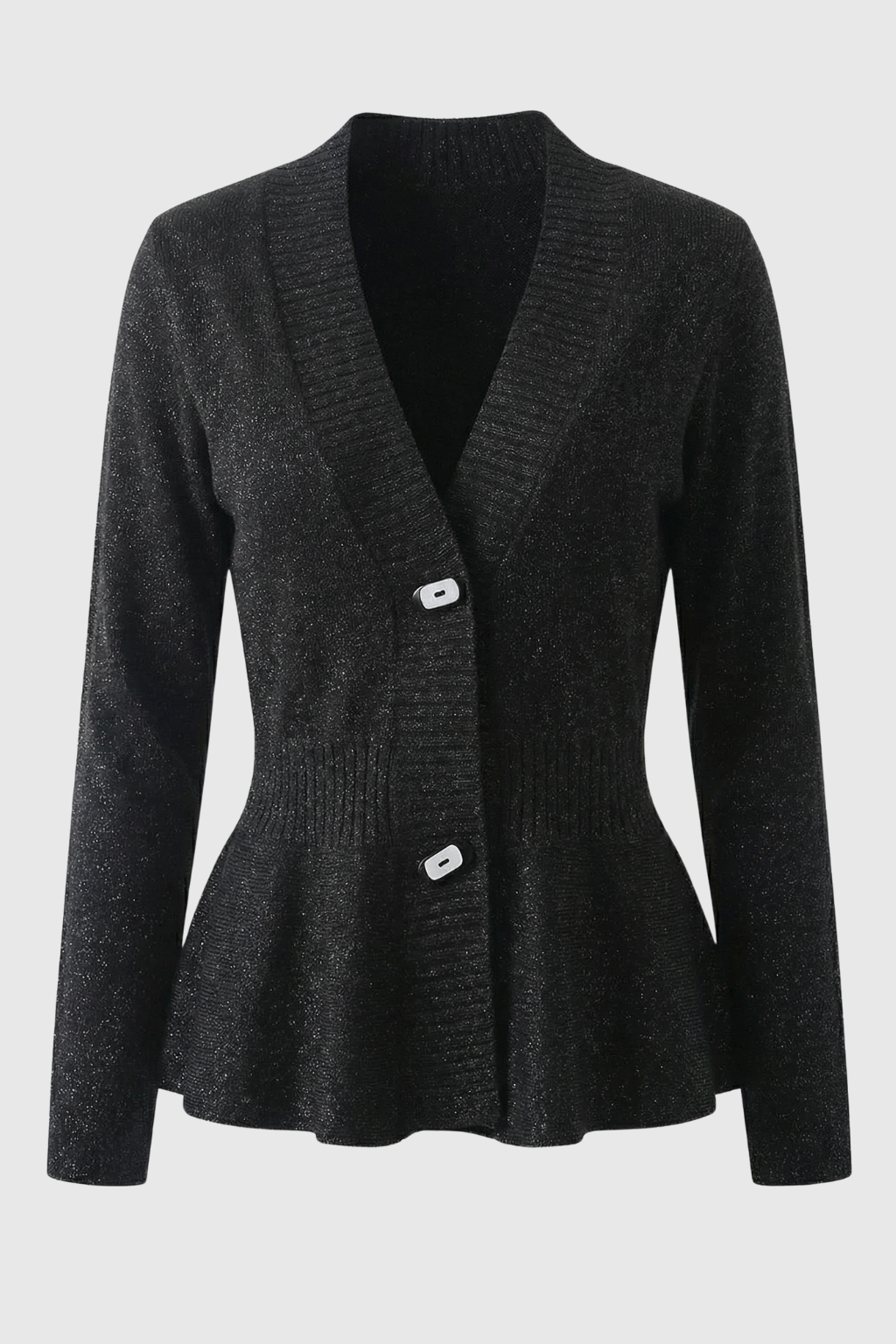 Women's Black Slim V-Neck Cardigan - Black | Vanda Liamo