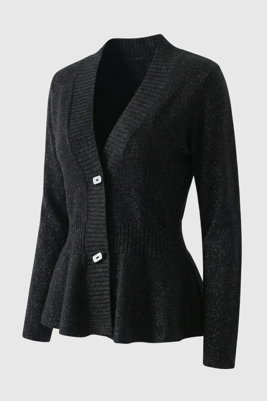 Cardigan : Women's Black Slim-Fit V-Neck Knit Cardigan Sweater in van Vanda Liamo