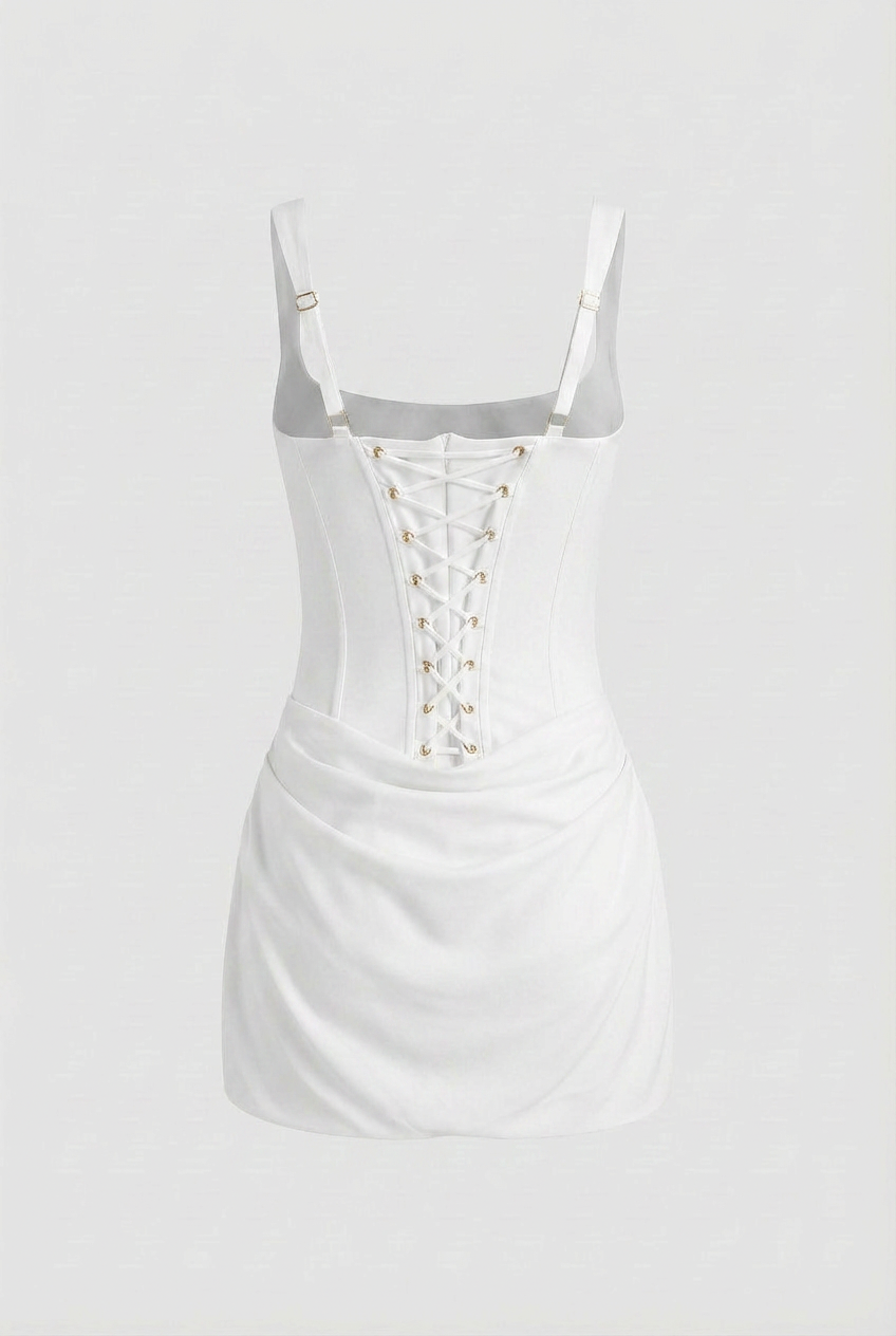 White Draped Mini Dress - Bright Ivory Look for Summer Soirees